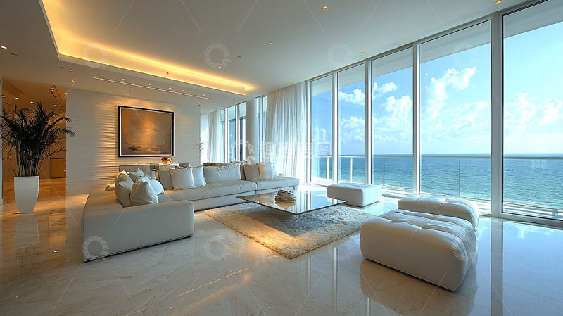 高清大图下载【趣麦麦图】现代简约海景客厅