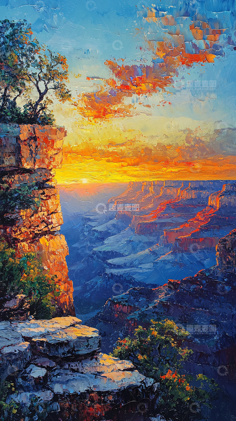 高清大图下载【趣麦麦图】大峡谷日落风景画