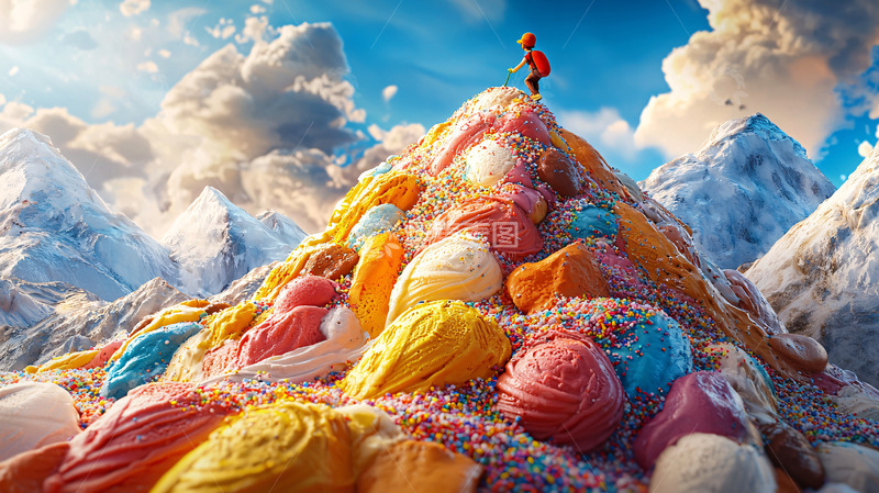 高清大图下载【趣麦麦图】糖果山峰攀登者