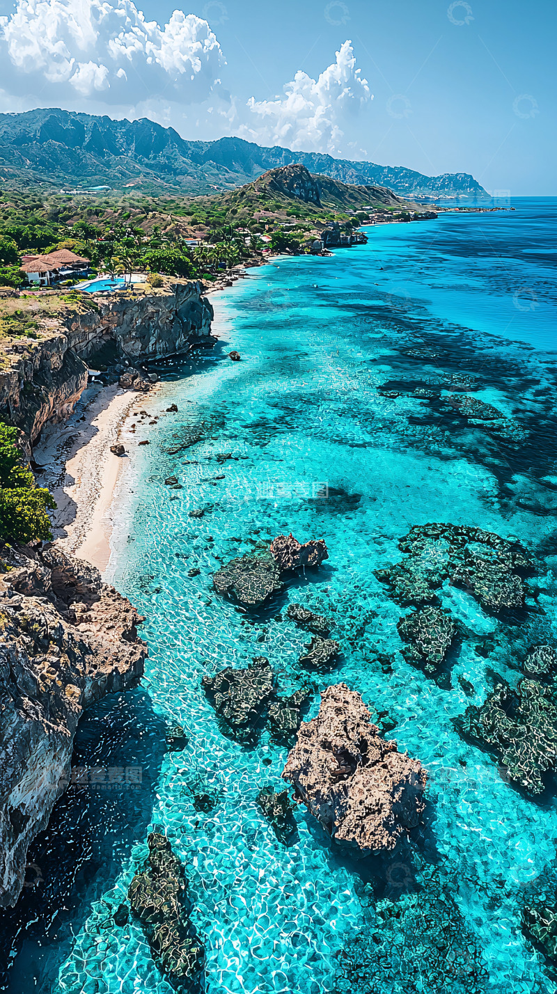 高清大图下载【趣麦麦图】热带海滩的蔚蓝海岸