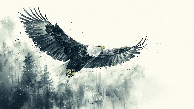 高清大图下载【趣麦麦图】水墨画雄鹰