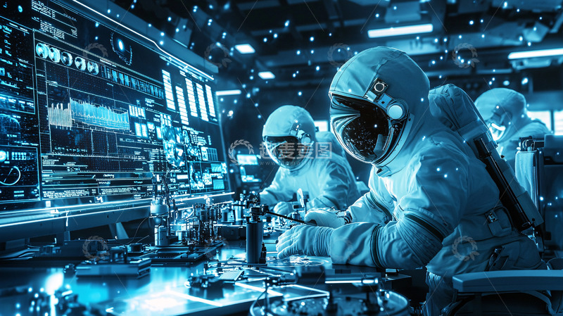 高清大图下载【趣麦麦图】宇航员太空实验室