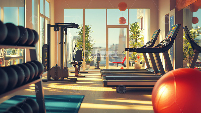 高清大图下载【趣麦麦图】明亮健身房室内全景