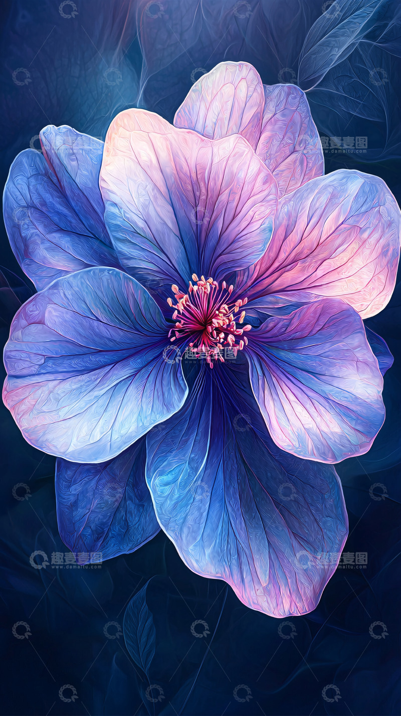 高清大图下载【趣麦麦图】梦幻蓝色系花朵