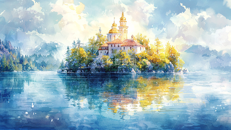 高清大图下载【趣麦麦图】水面城堡的唯美倒影