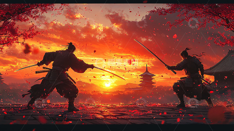 高清大图下载【趣麦麦图】日落武士决斗