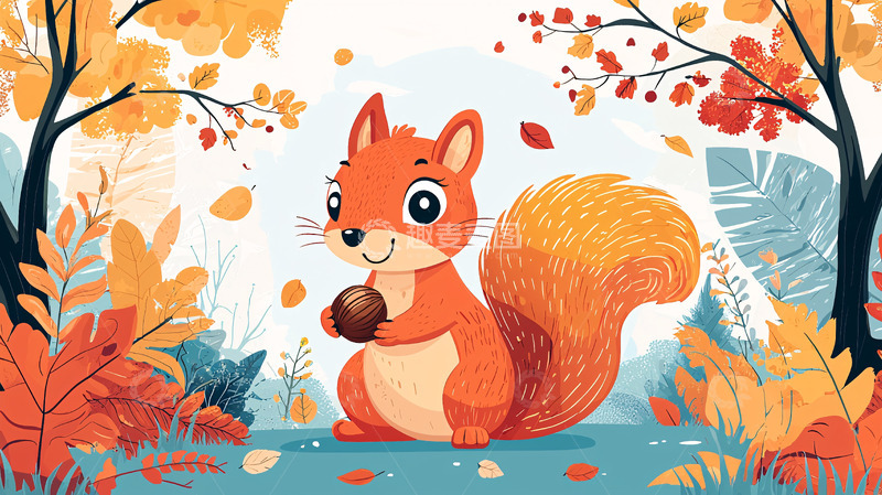 高清大图下载【趣麦麦图】秋天小松鼠