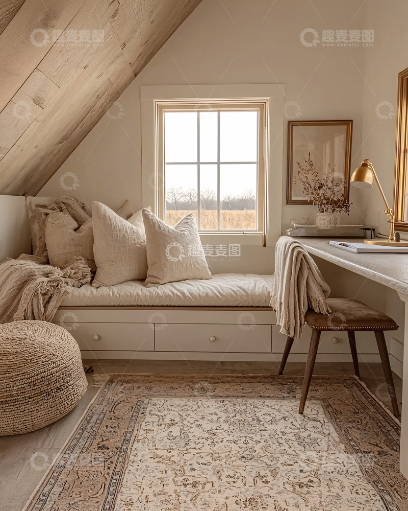 高清大图下载【趣麦麦图】温馨舒适阁楼书房