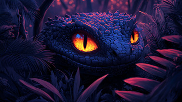 黑暗丛林中的紫色毒蛇