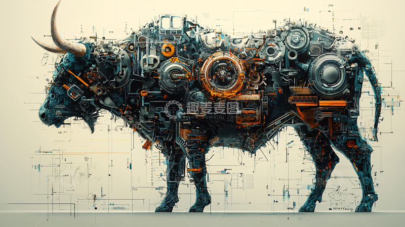 高清大图下载【趣麦麦图】机械牛