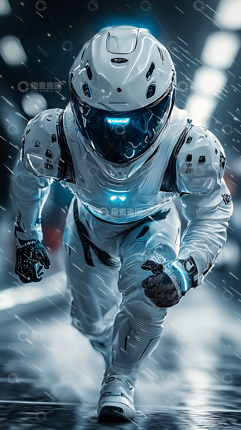 高清大图下载【趣麦麦图】未来战士雨中疾跑