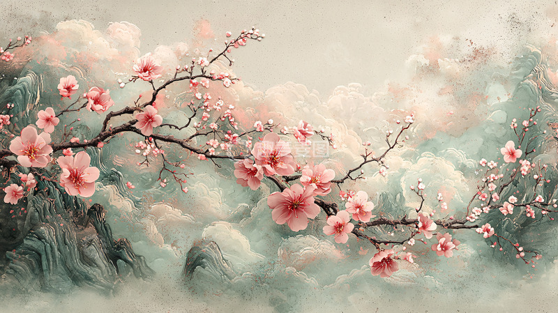 高清大图下载【趣麦麦图】水墨樱花