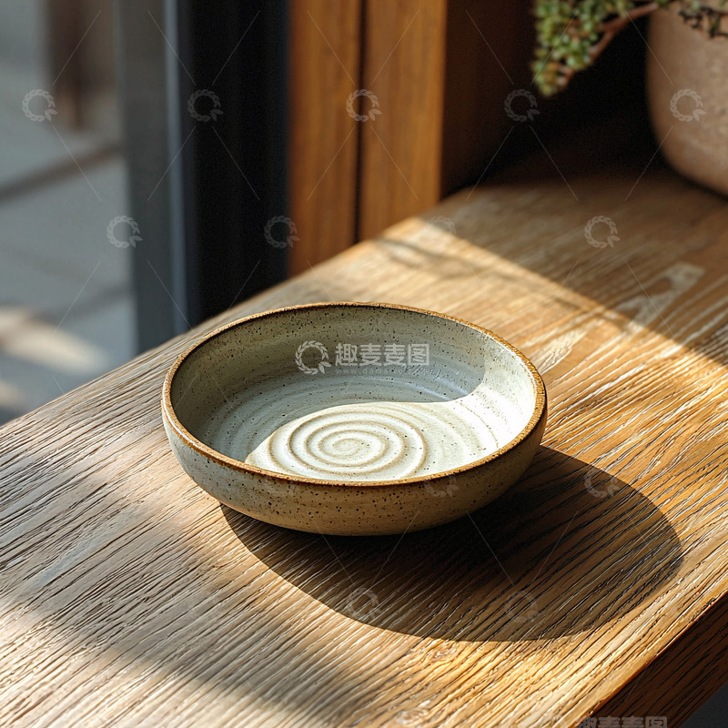 高清大图下载【趣麦麦图】浅灰色陶瓷小碗