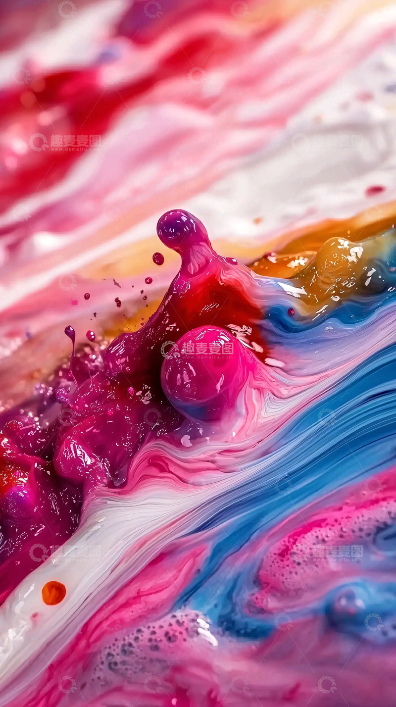 高清大图下载【趣麦麦图】彩色颜料碰撞飞溅