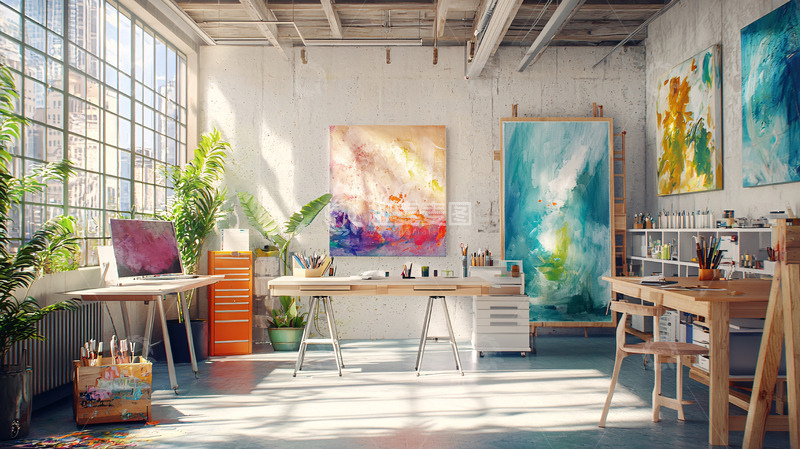 高清大图下载【趣麦麦图】阳光洒进的工作室