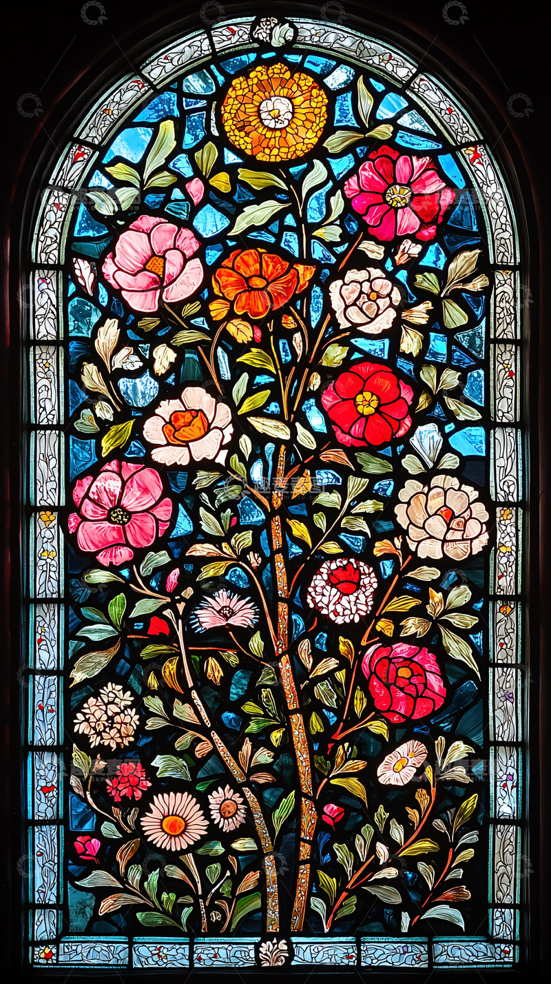高清大图下载【趣麦麦图】彩色玻璃花窗