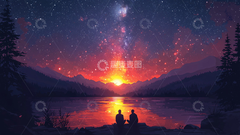 高清大图下载【趣麦麦图】星空情侣