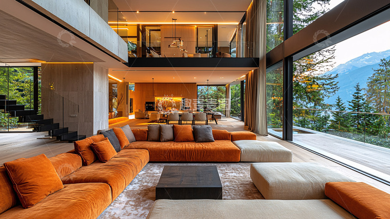 高清大图下载【趣麦麦图】现代简约双层别墅客厅