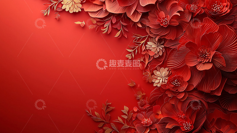 高清大图下载【趣麦麦图】红色花朵背景