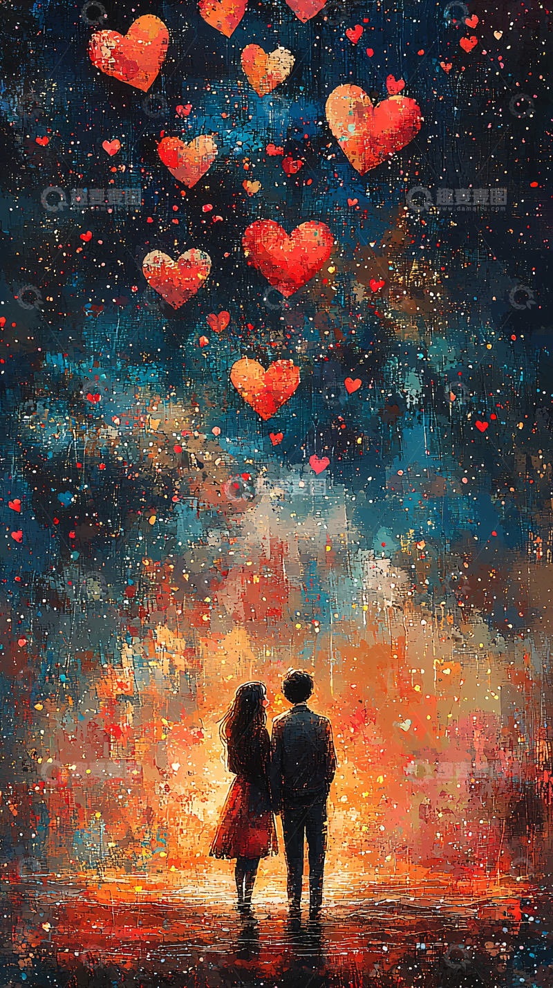 高清大图下载【趣麦麦图】星空下恋人
