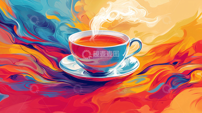 高清大图下载【趣麦麦图】色彩斑斓的热茶杯