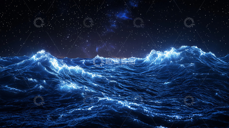 高清大图下载【趣麦麦图】星光下的蓝色大海