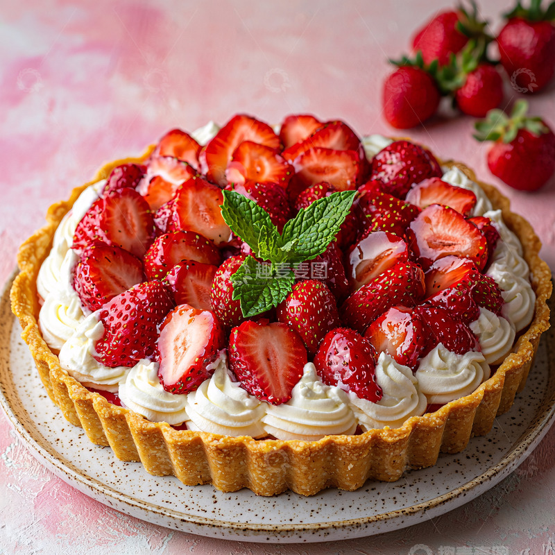 高清大图下载【趣麦麦图】诱人草莓奶油挞