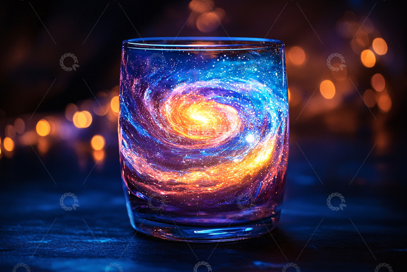 高清大图下载【趣麦麦图】星空漩涡玻璃杯