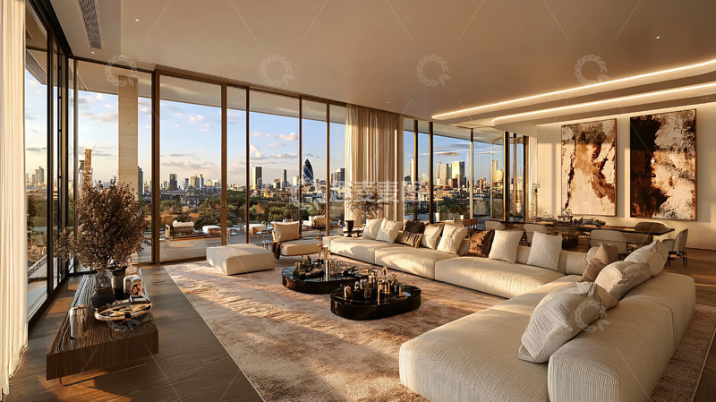 高清大图下载【趣麦麦图】现代极简风格客厅落地窗