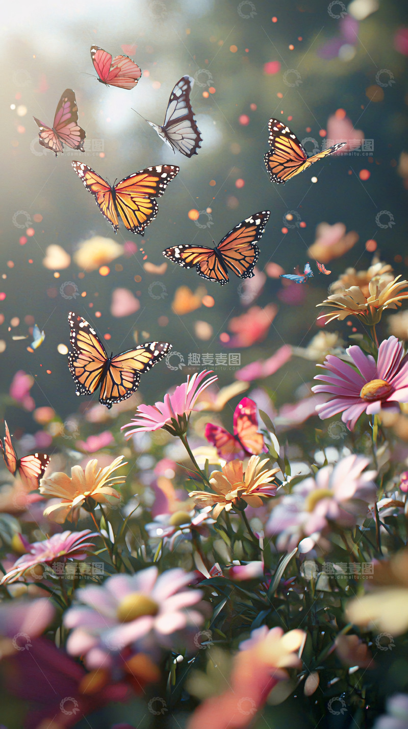 高清大图下载【趣麦麦图】唯美蝴蝶花海