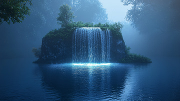 雾气朦胧的瀑布