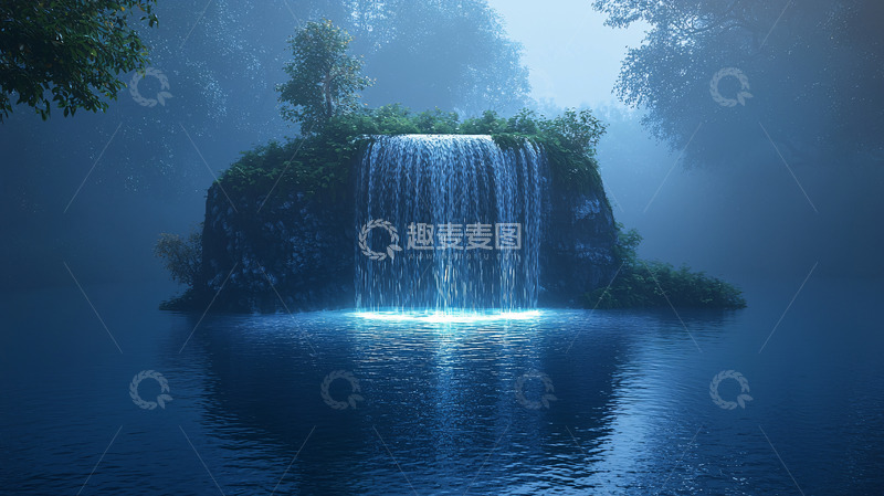 高清大图下载【趣麦麦图】雾气朦胧的瀑布