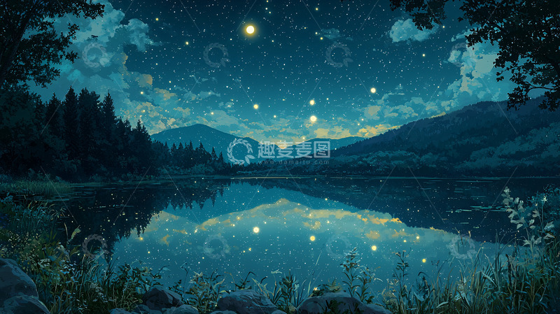 高清大图下载【趣麦麦图】星空倒影