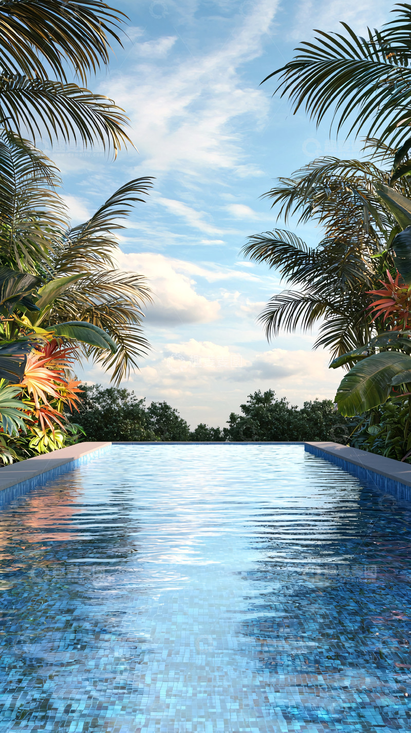 高清大图下载【趣麦麦图】热带泳池景观