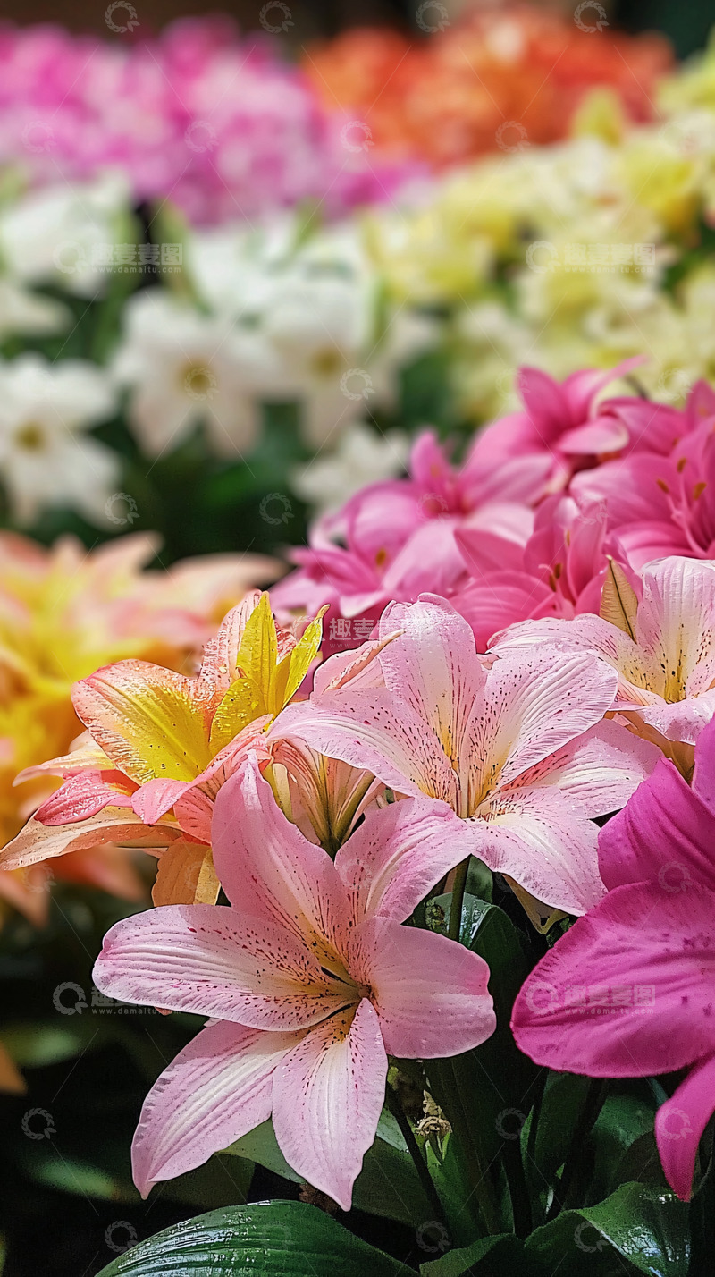高清大图下载【趣麦麦图】彩色百合花束