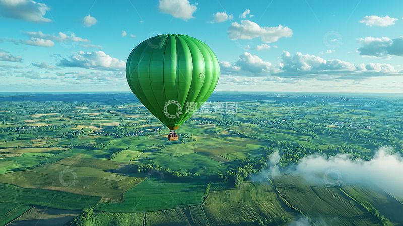 高清大图下载【趣麦麦图】绿色热气球