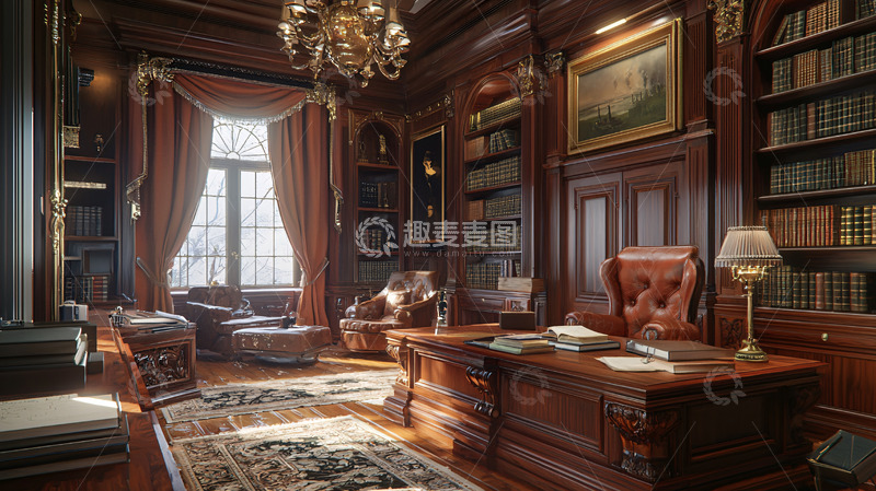 高清大图下载【趣麦麦图】欧式书房