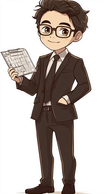 戴眼镜西装男卡通形象
