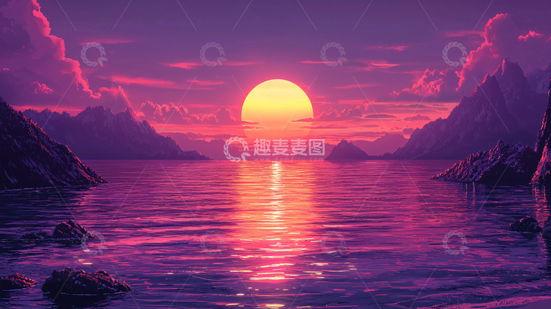 高清大图下载【趣麦麦图】紫色日落