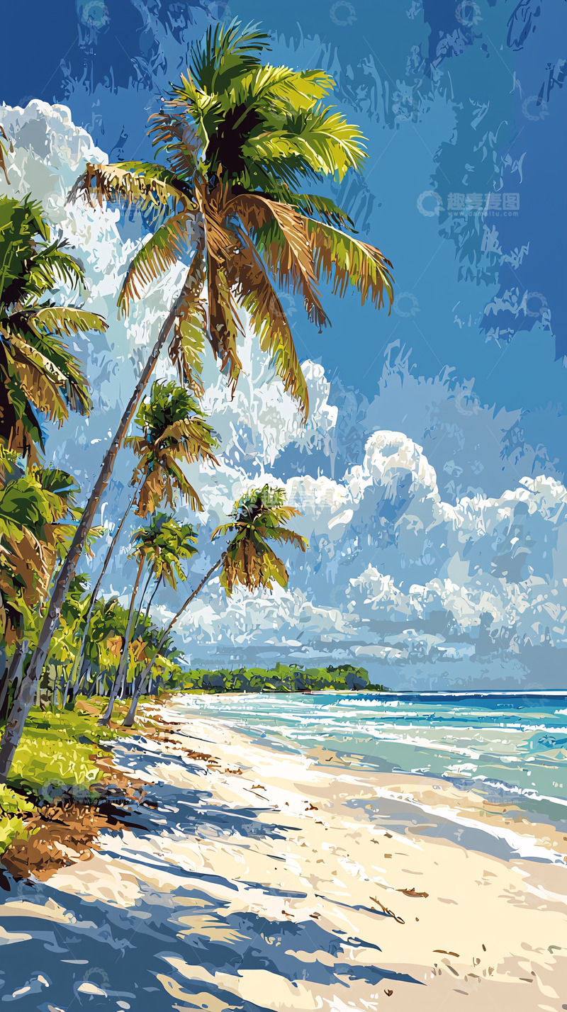 高清大图下载【趣麦麦图】阳光沙滩椰树海景图
