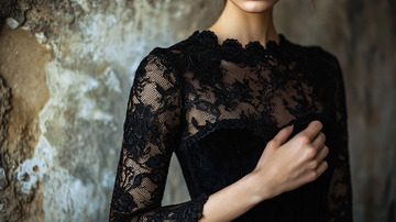 黑色蕾丝长袖连衣裙