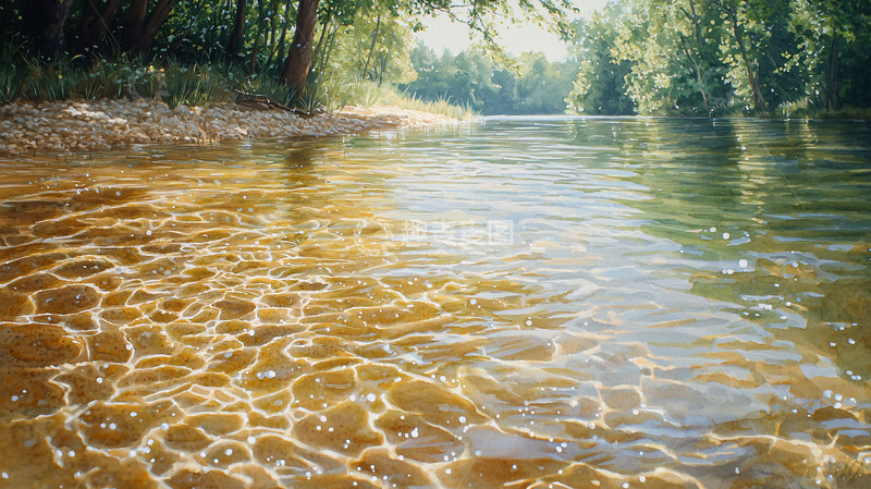 高清大图下载【趣麦麦图】清澈溪流浅滩阳光