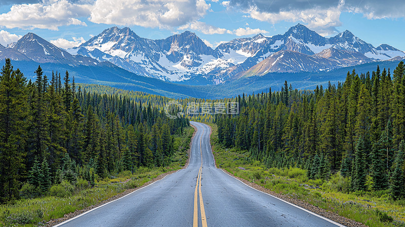 高清大图下载【趣麦麦图】道路通向雪山