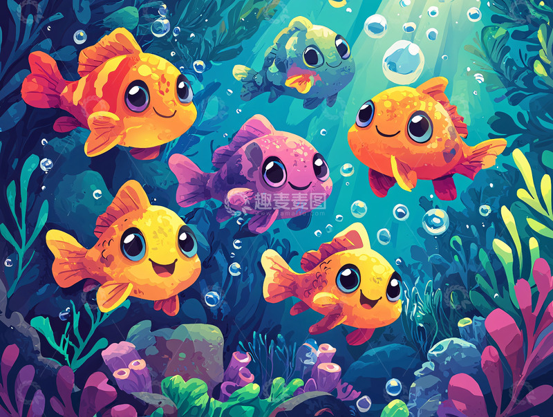 高清大图下载【趣麦麦图】卡通小鱼