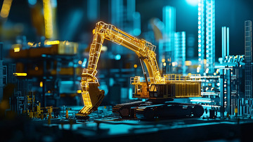 未来科技感挖掘机