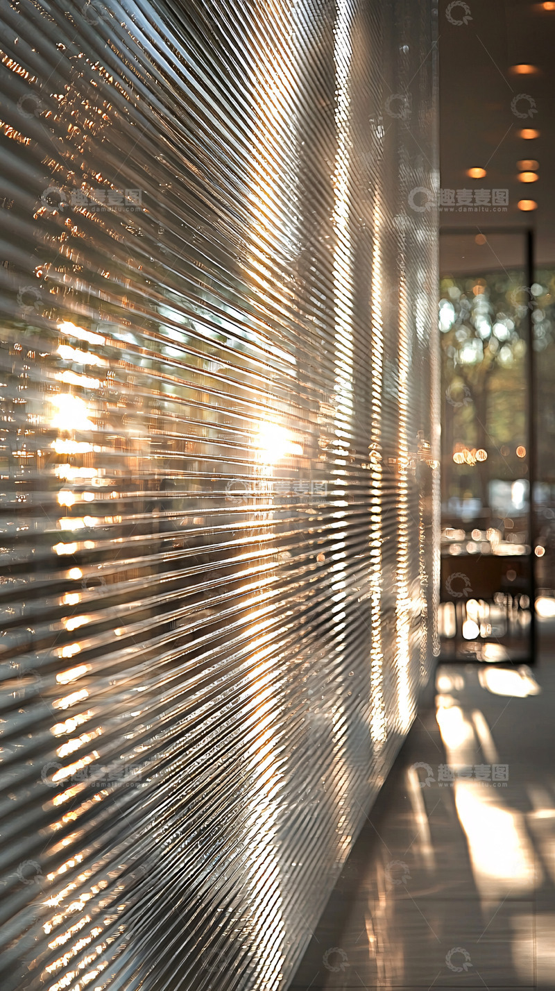 高清大图下载【趣麦麦图】阳光透过条纹玻璃