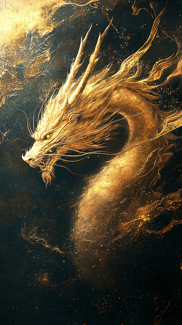 金色祥云环绕的龙