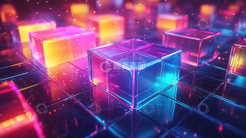 高清大图下载【趣麦麦图】彩色玻璃立方体1