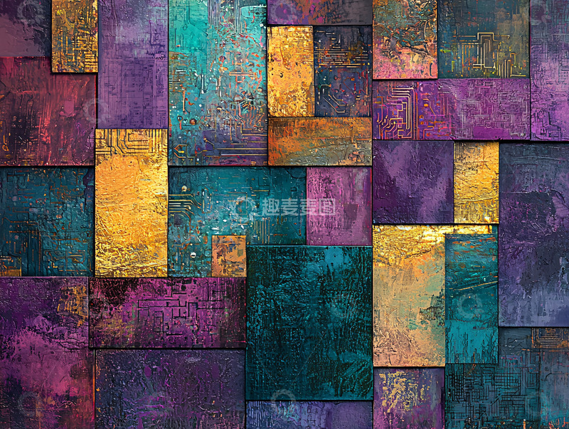 高清大图下载【趣麦麦图】色彩斑斓的几何色块拼接