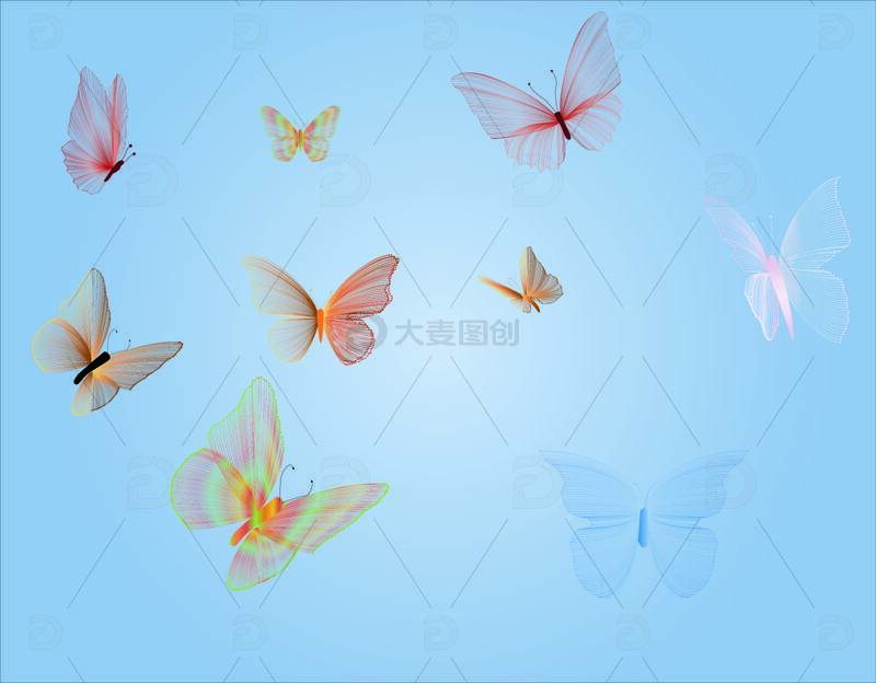 源文件下载【趣麦麦图】艺术线条蝴蝶矢量图